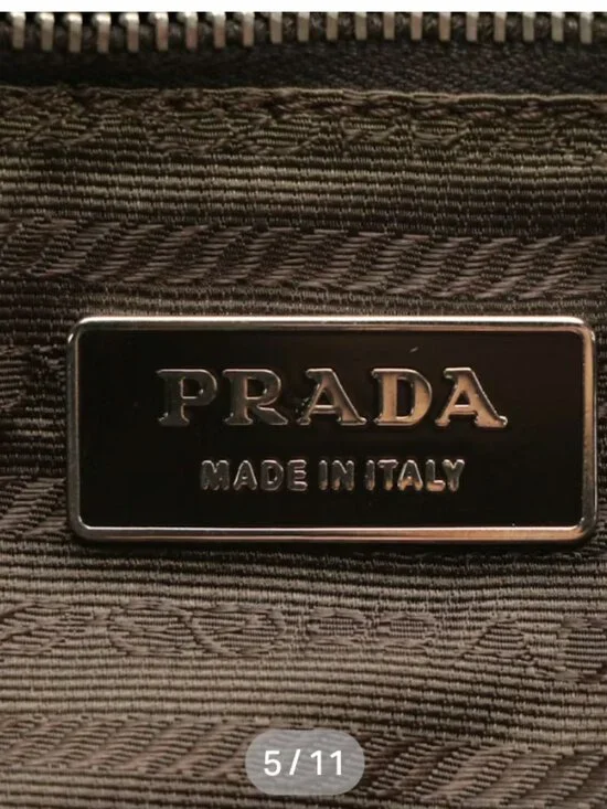 Prada Bauletto Vintage Shoulder Bag Beige Jacquard Canvas Orange Leather - Picture 9 of 9